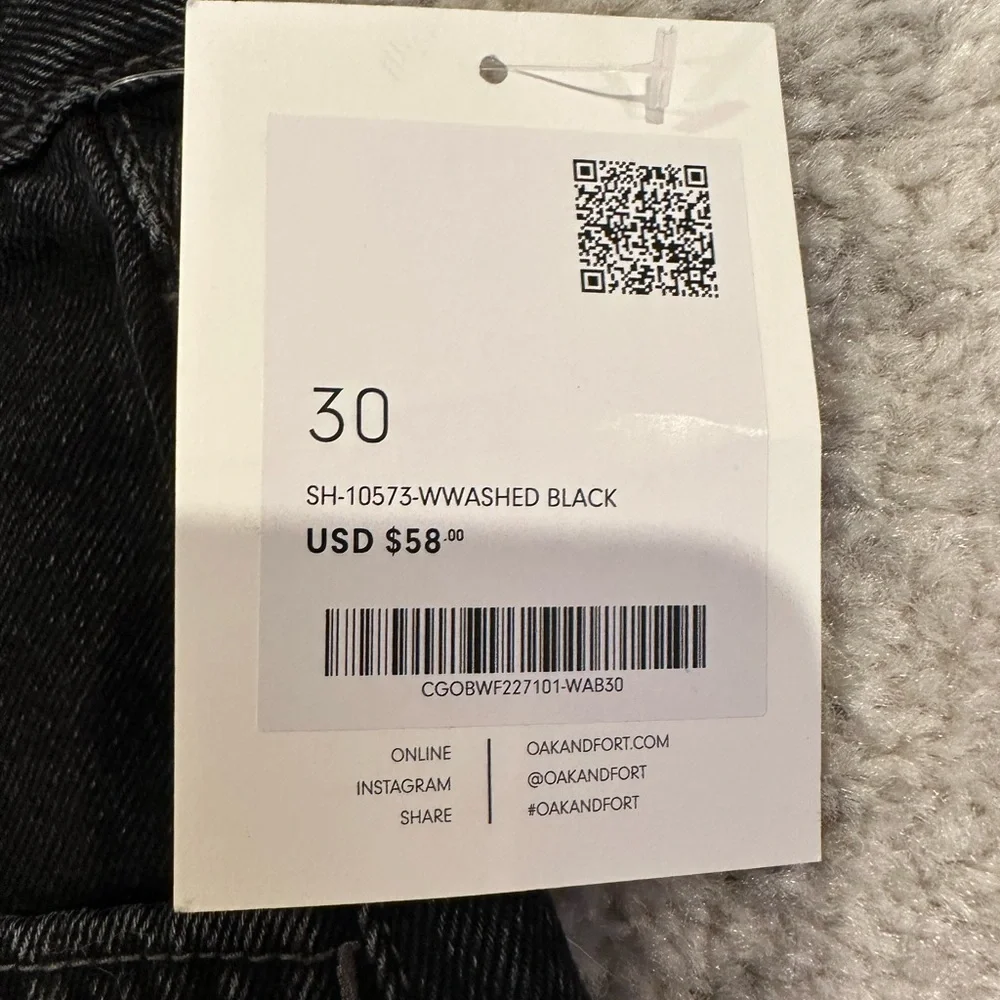 OAK + FORT Black Denim Shorts - Picture 4 of 7